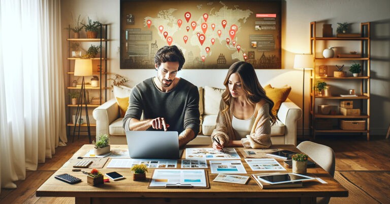 How to Get Started with Airbnb Marketing A couple is discussing an Airbnb marketing strategy for their Airbnb listing
